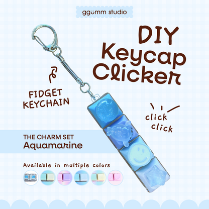 DIY Fidget Keycap Clicker Keychain | Aquamarine Charm Set