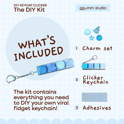 DIY Fidget Keycap Clicker Keychain | Aquamarine Charm Set