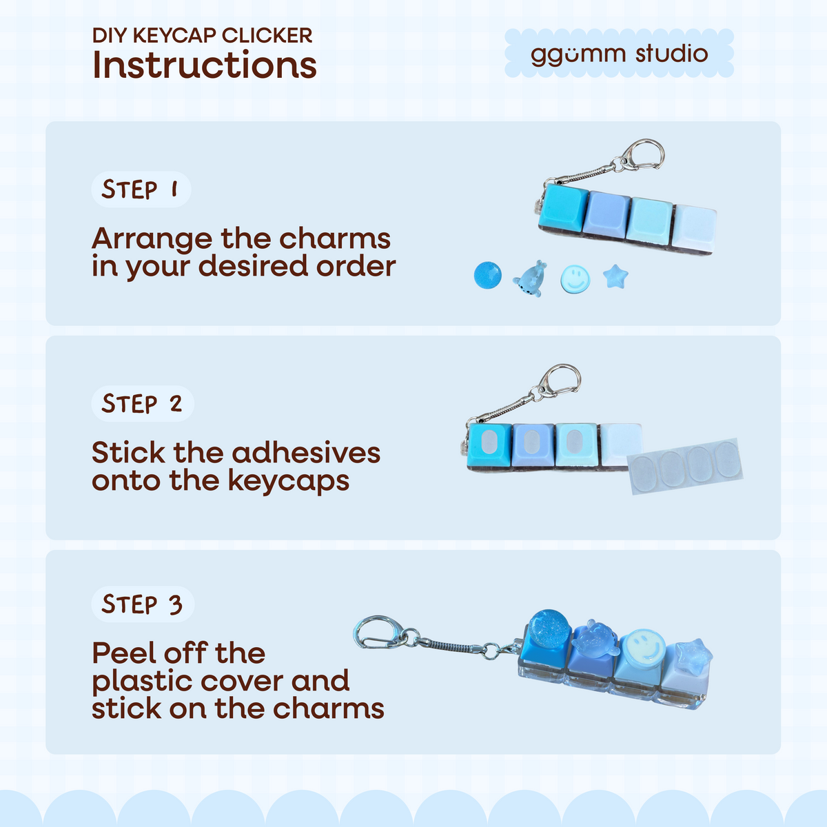 DIY Fidget Keycap Clicker Keychain | Aquamarine Charm Set