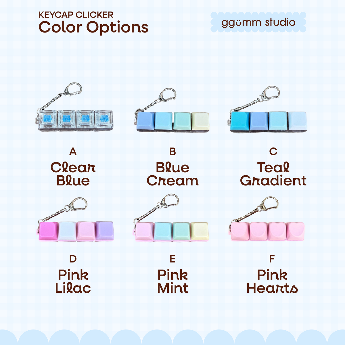 DIY Fidget Keycap Clicker Keychain | Aquamarine Charm Set