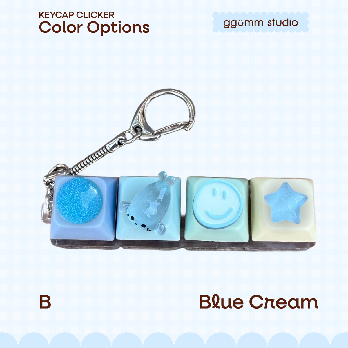 DIY Fidget Keycap Clicker Keychain | Aquamarine Charm Set