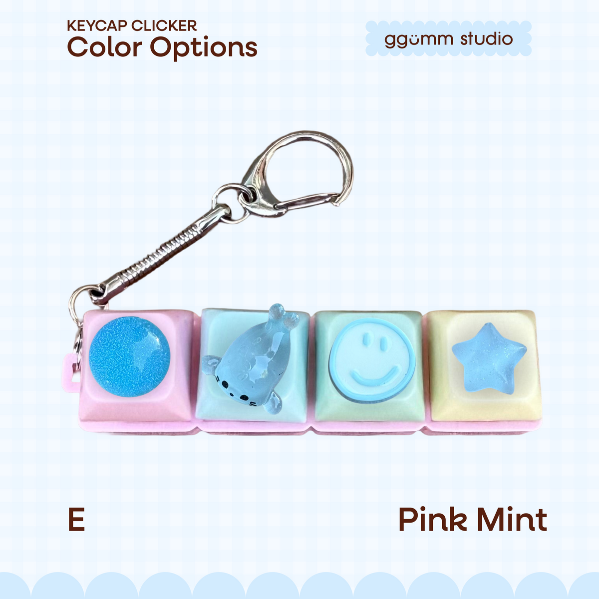 DIY Fidget Keycap Clicker Keychain | Aquamarine Charm Set