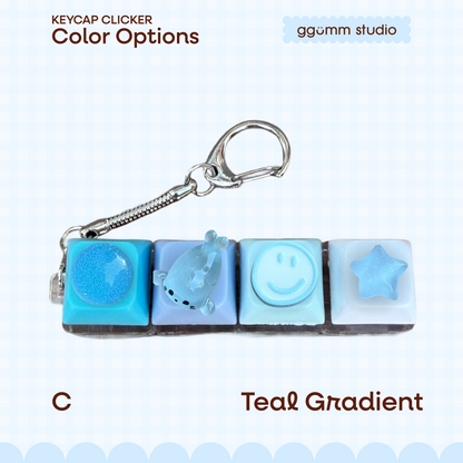 DIY Fidget Keycap Clicker Keychain | Aquamarine Charm Set