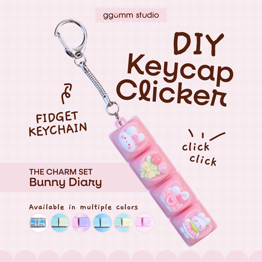 DIY Fidget Keycap Clicker Keychain | Bunny Diary Charm Set