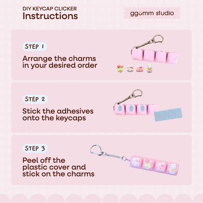 DIY Fidget Keycap Clicker Keychain | Bunny Diary Charm Set