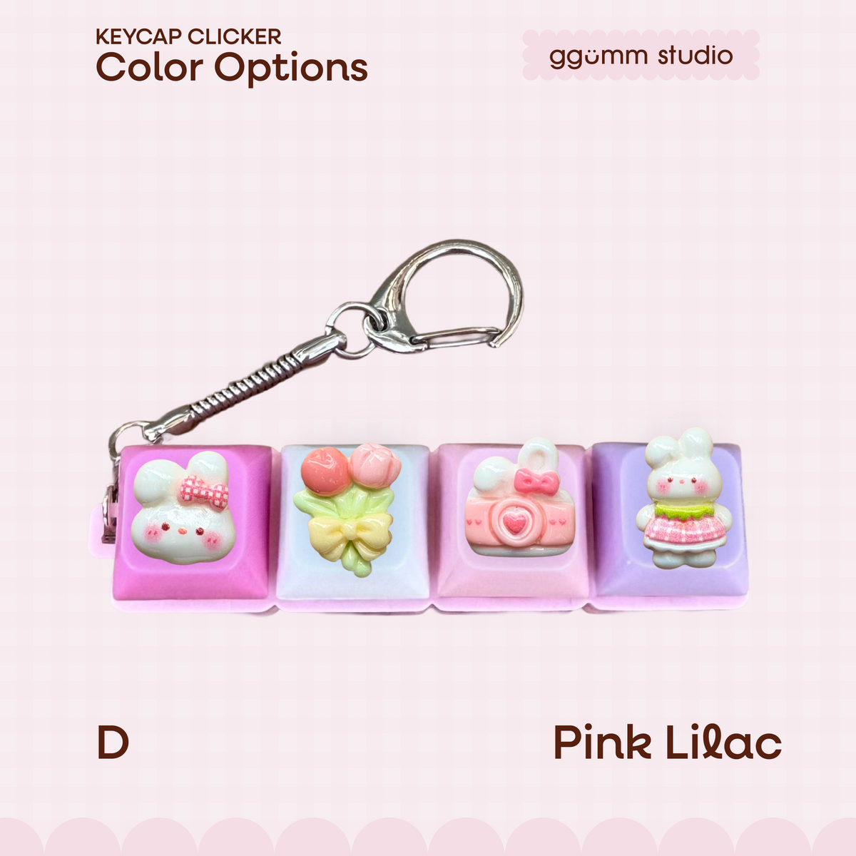 DIY Fidget Keycap Clicker Keychain | Bunny Diary Charm Set