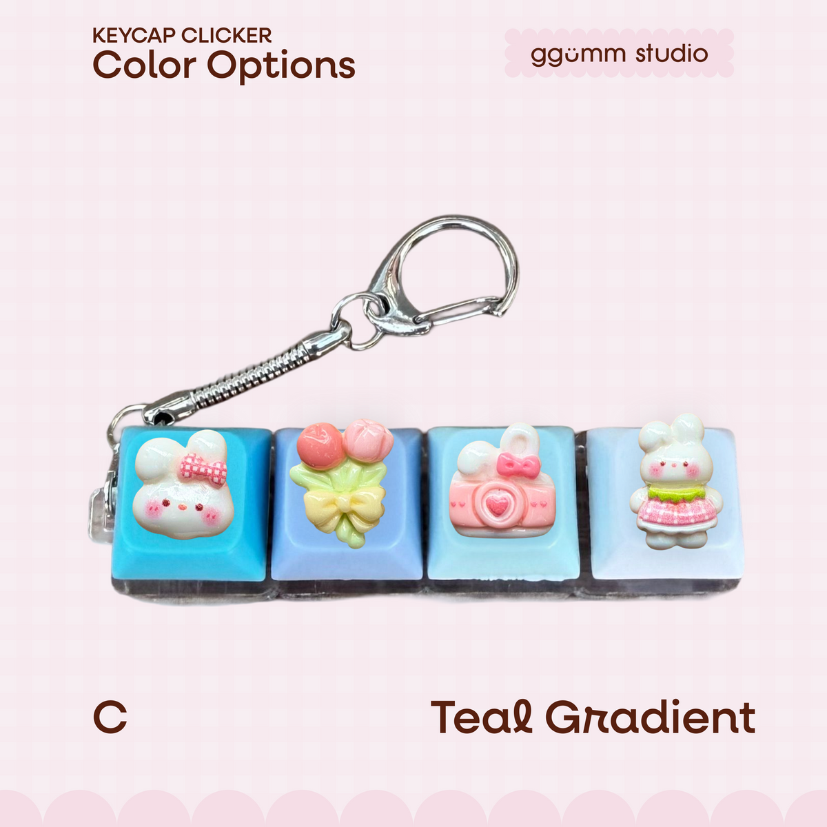 DIY Fidget Keycap Clicker Keychain | Bunny Diary Charm Set