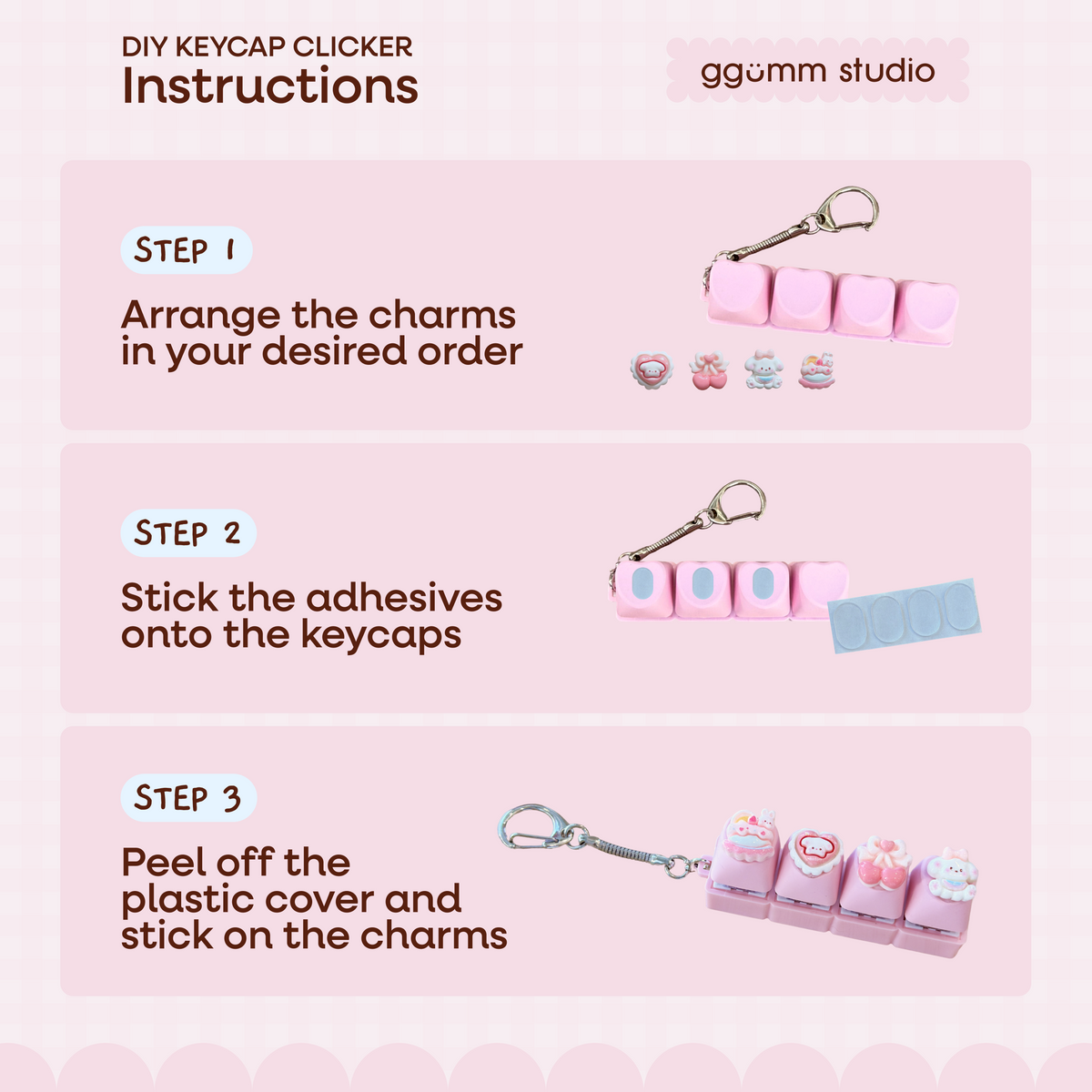 DIY Fidget Keycap Clicker Keychain | Bunny Hour Charm Set