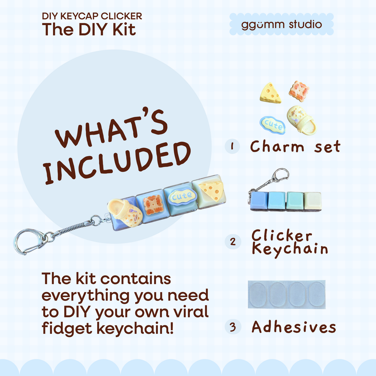 DIY Fidget Keycap Clicker Keychain | Butter Yellow Charm Set