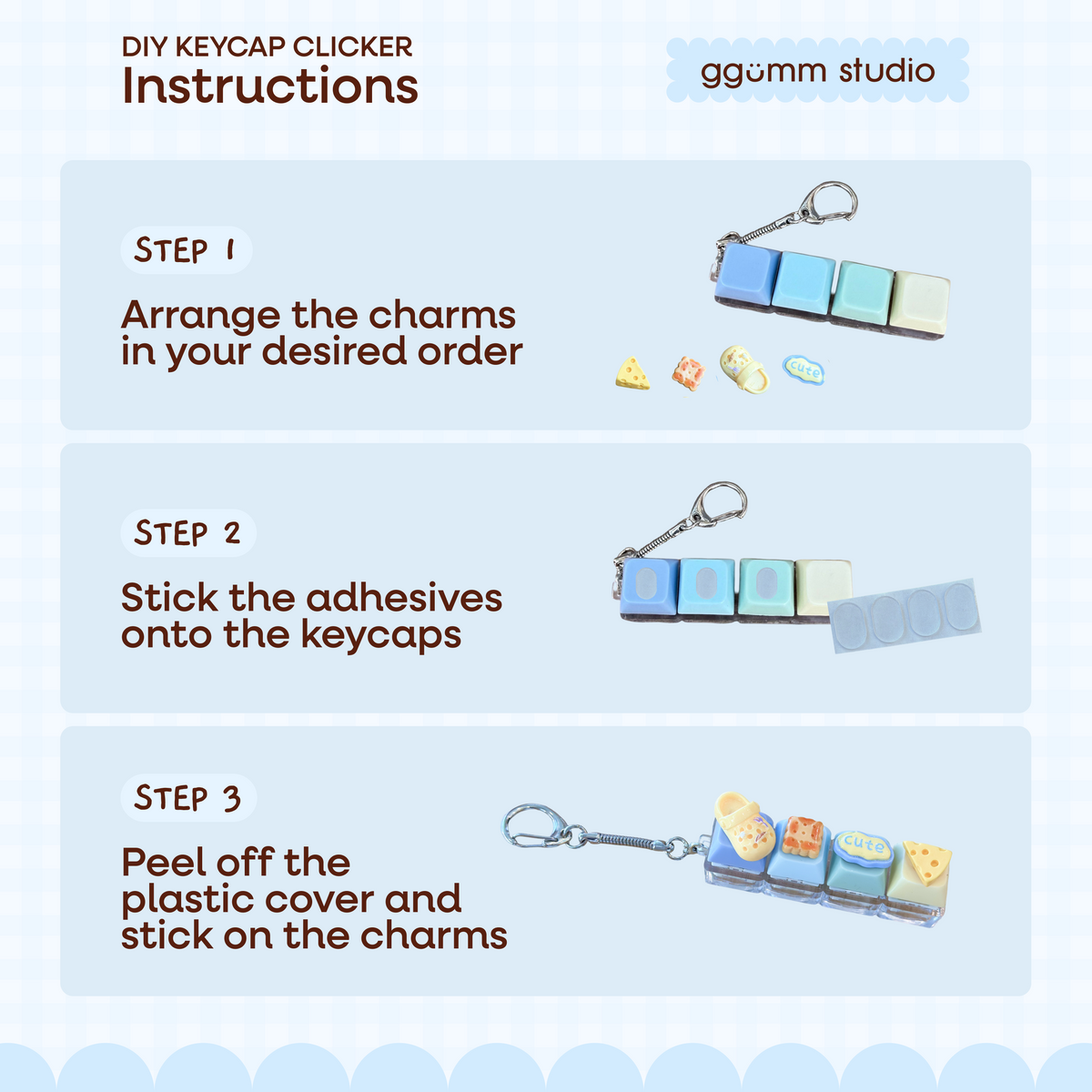 DIY Fidget Keycap Clicker Keychain | Butter Yellow Charm Set