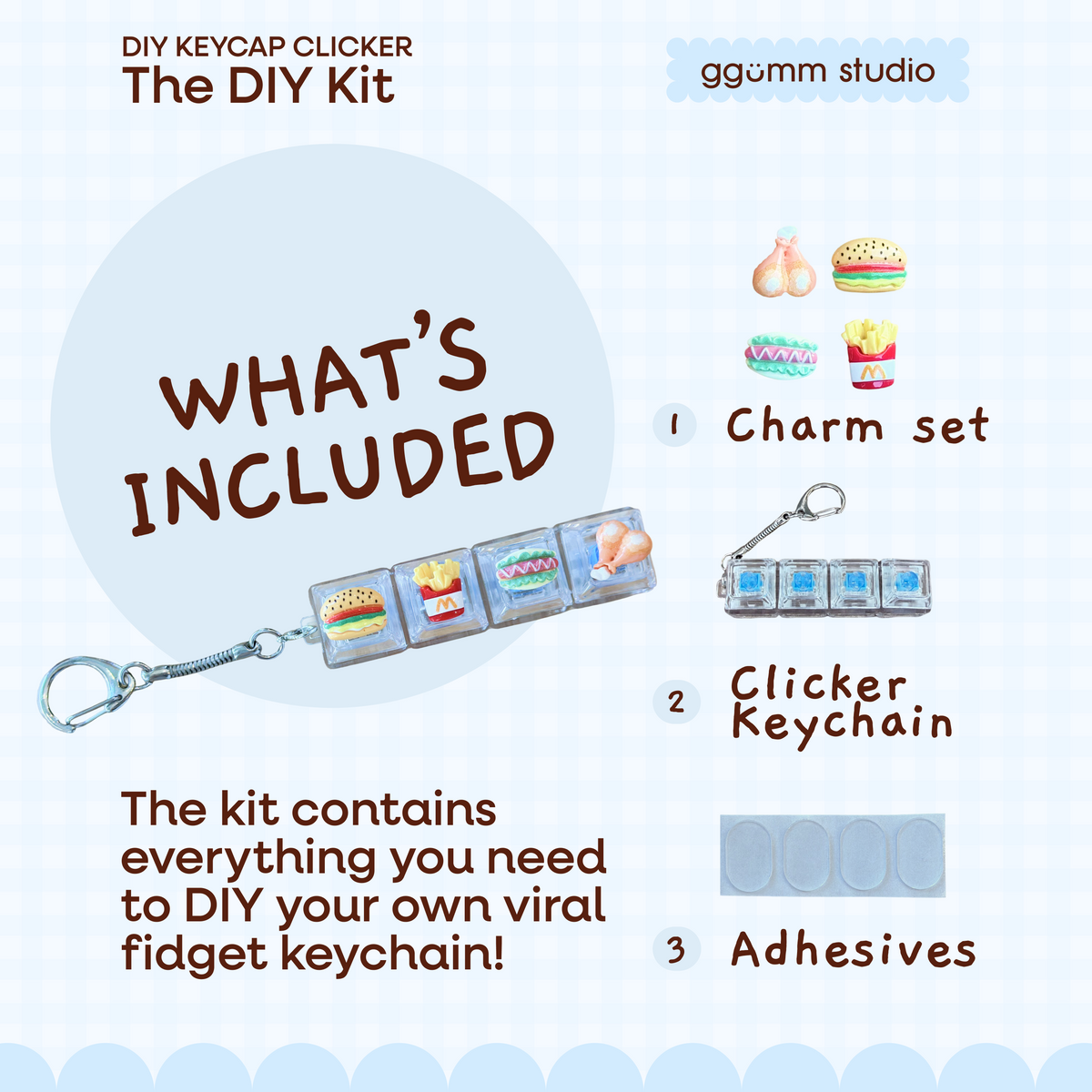 DIY Fidget Keycap Clicker Keychain | Drive Thru Charm Set