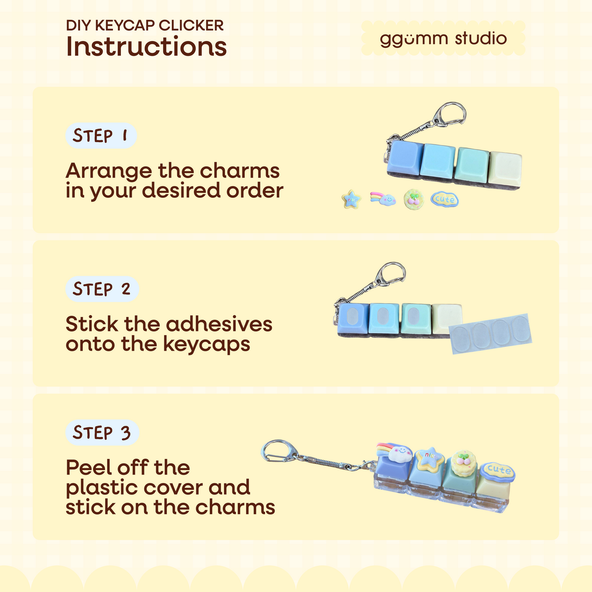 DIY Fidget Keycap Clicker Keychain | Frosted Cookie Charm Set