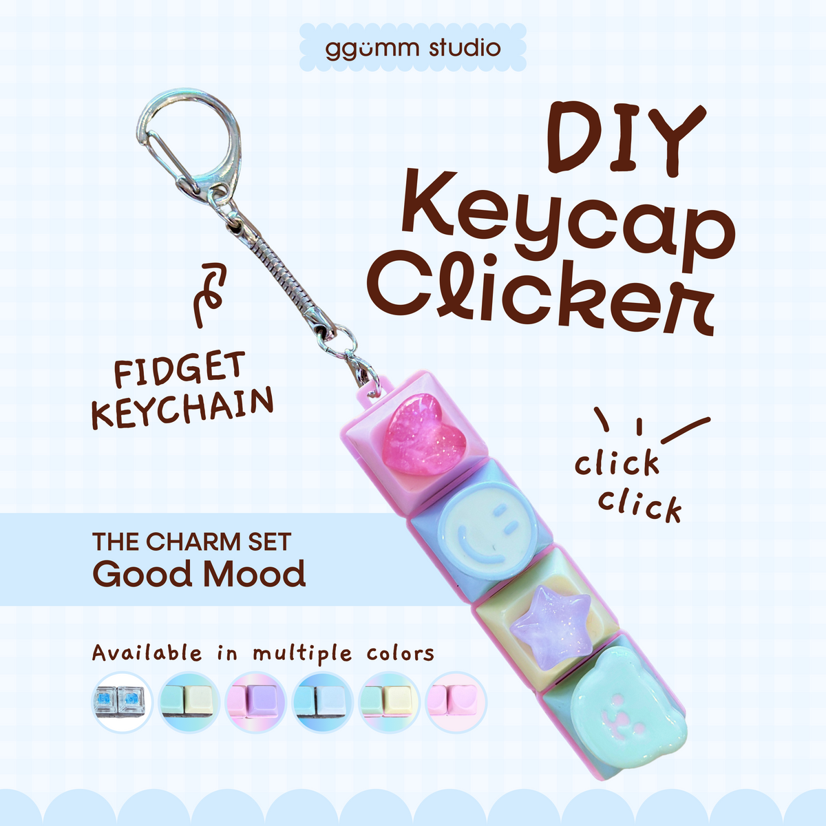DIY Fidget Keycap Clicker Keychain | Good Mood Charm Set