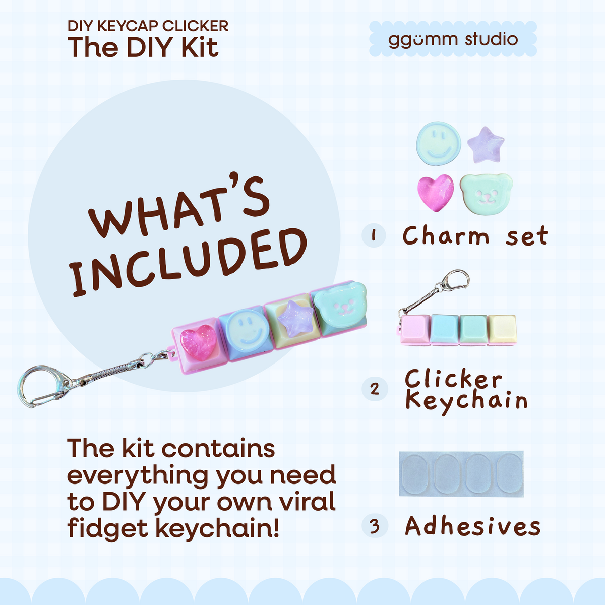 DIY Fidget Keycap Clicker Keychain | Good Mood Charm Set