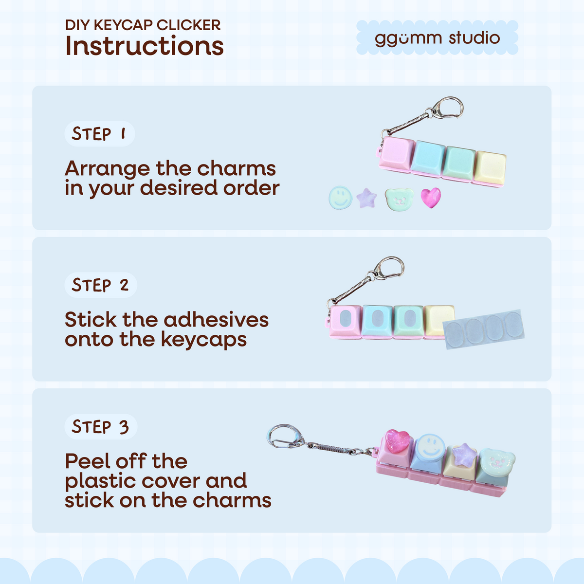 DIY Fidget Keycap Clicker Keychain | Good Mood Charm Set