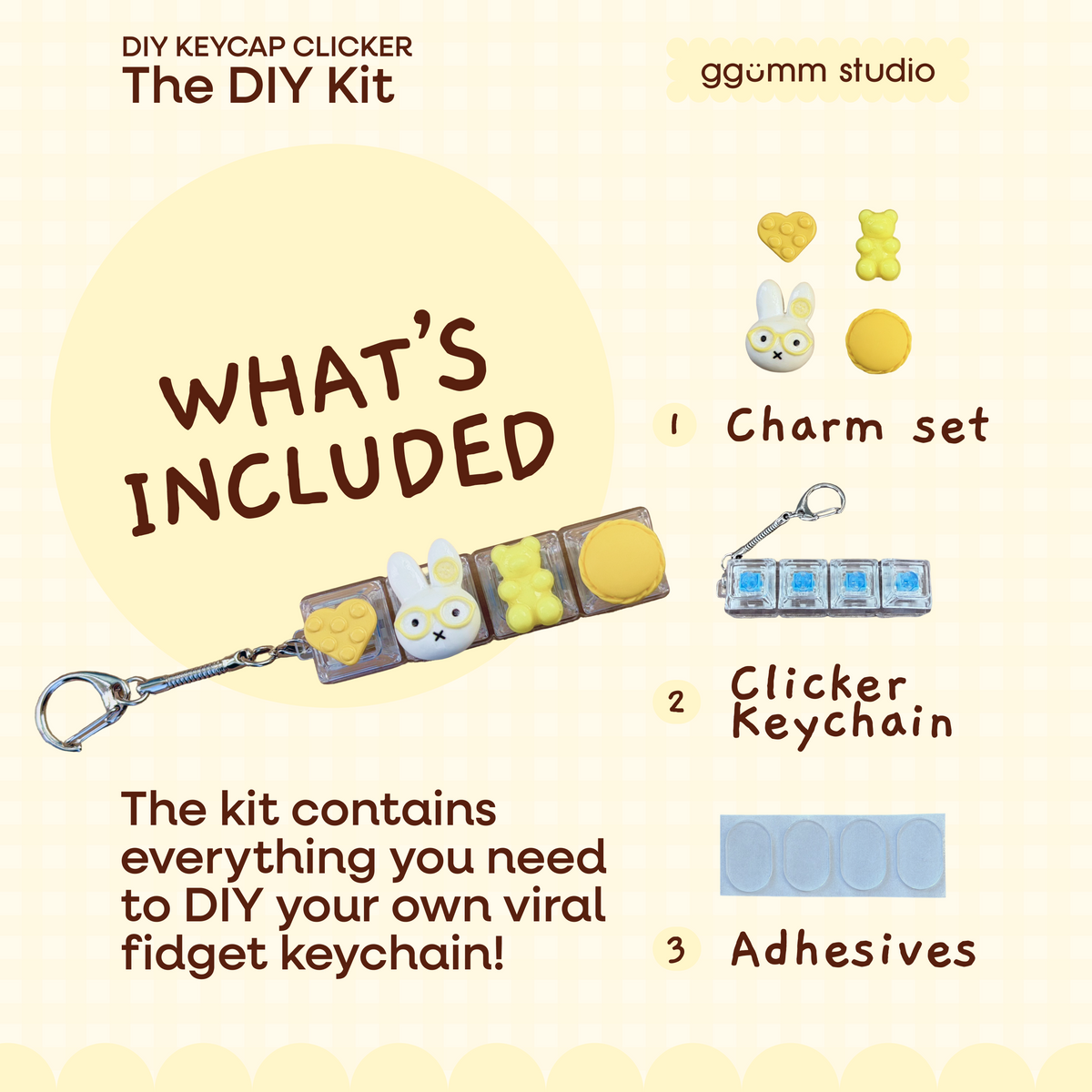 DIY Fidget Keycap Clicker Keychain | Lemon Drop Charm Set