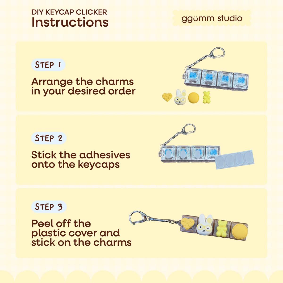 DIY Fidget Keycap Clicker Keychain | Lemon Drop Charm Set
