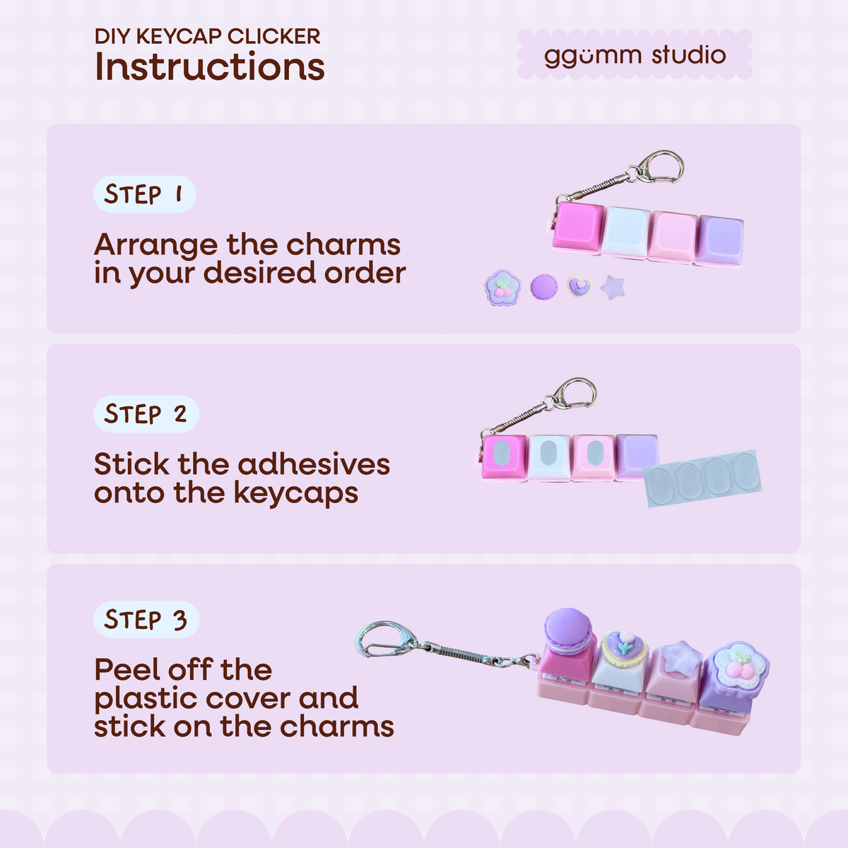 DIY Fidget Keycap Clicker Keychain | Lilac Hour Charm Set