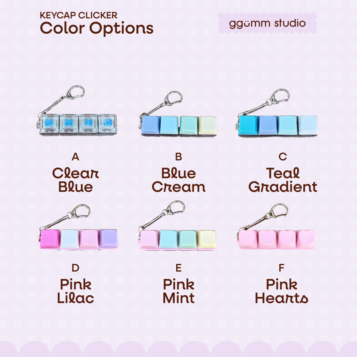 DIY Fidget Keycap Clicker Keychain | Lilac Hour Charm Set