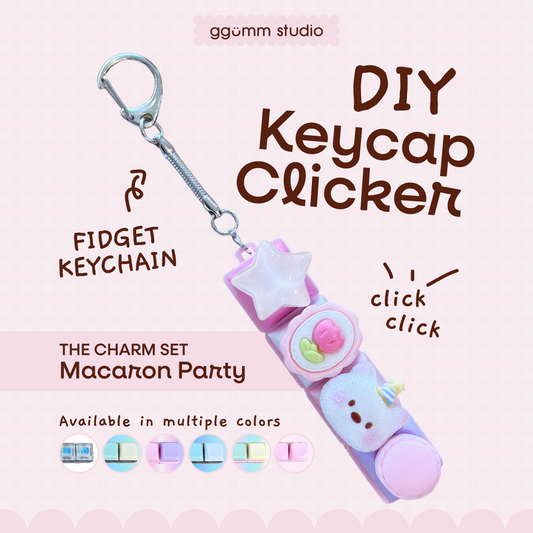 DIY Fidget Keycap Clicker Keychain | Macaron Party Charm Set