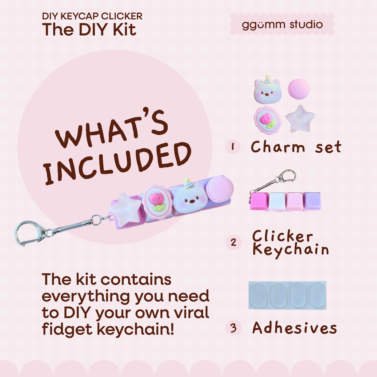 DIY Fidget Keycap Clicker Keychain | Macaron Party Charm Set