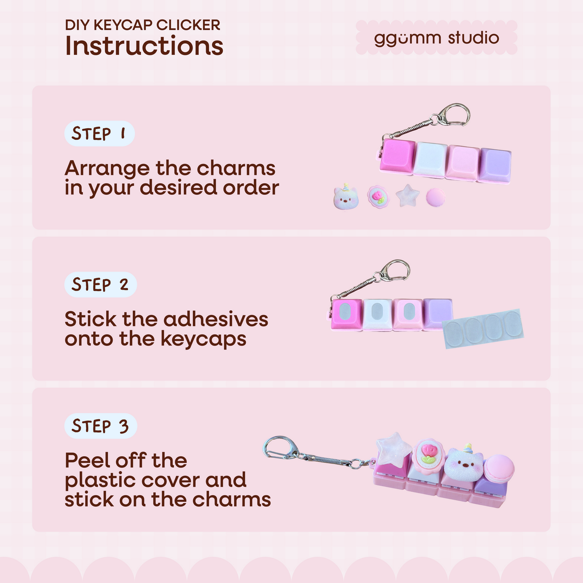 DIY Fidget Keycap Clicker Keychain | Macaron Party Charm Set