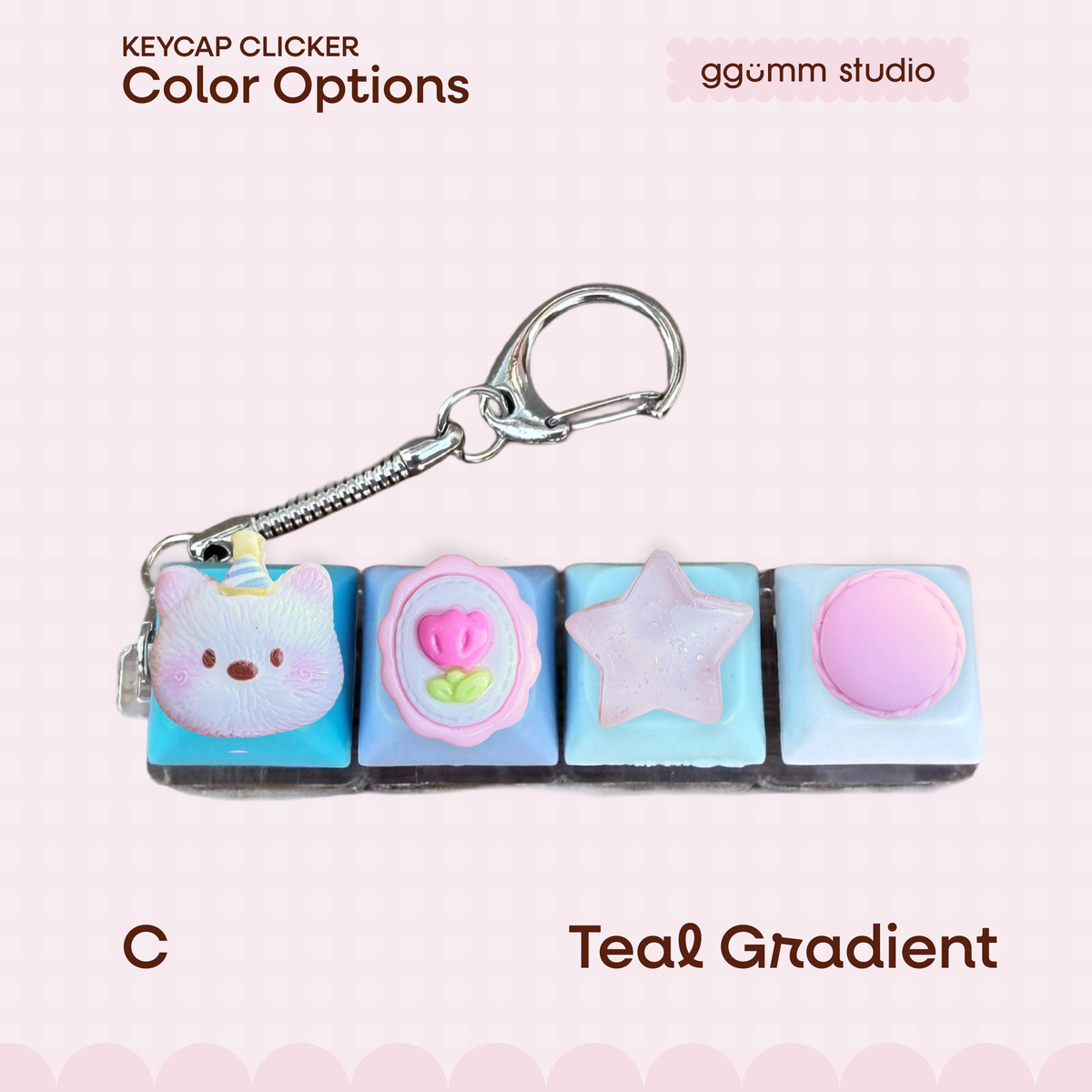 DIY Fidget Keycap Clicker Keychain | Macaron Party Charm Set