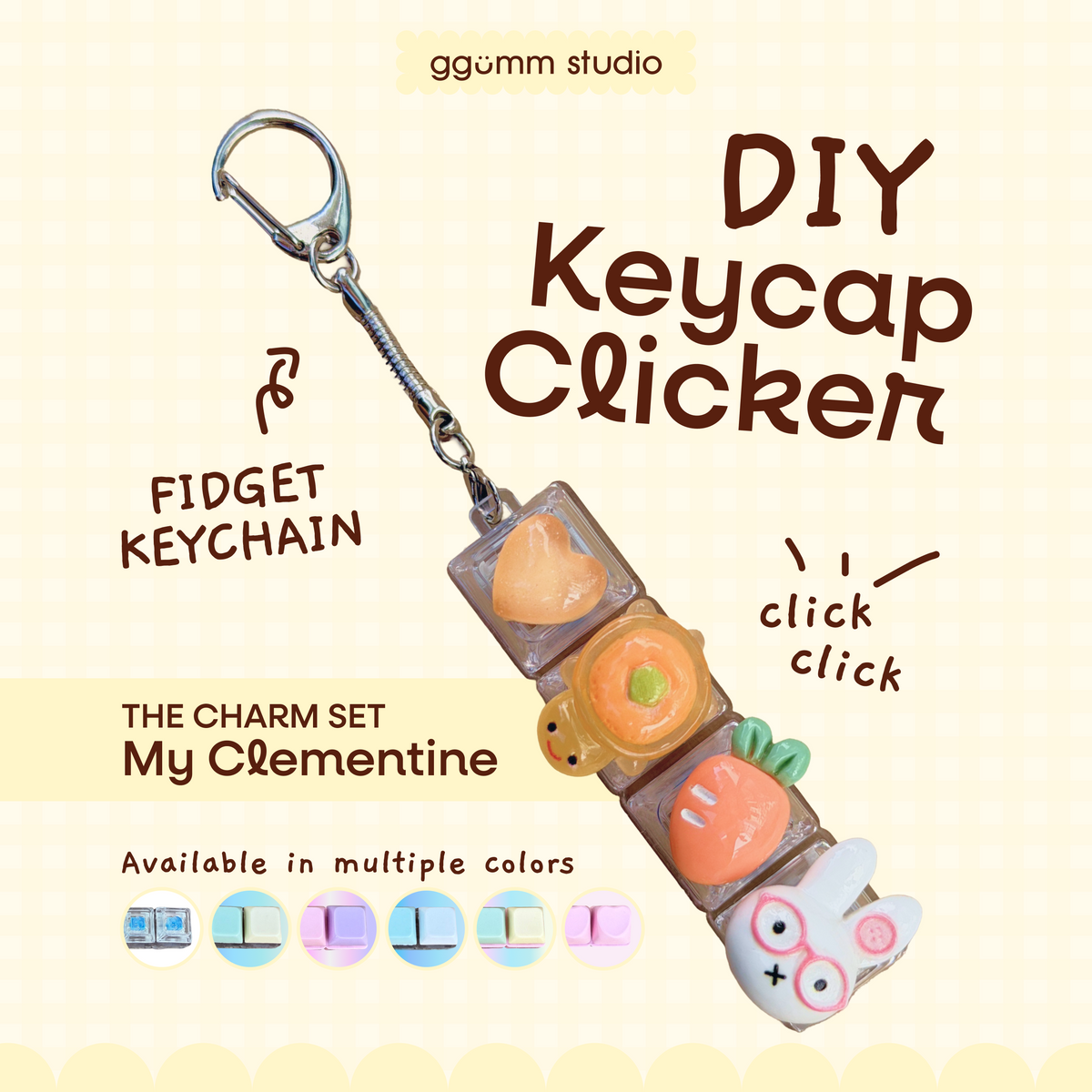 DIY Fidget Keycap Clicker Keychain | My Clementine Charm Set