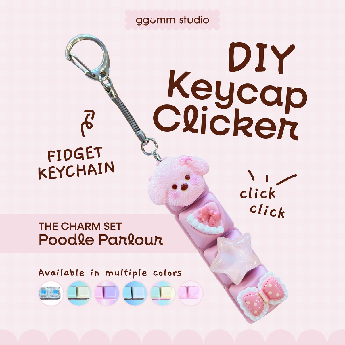 DIY Fidget Keycap Clicker Keychain | Poodle Parlour Charm Set