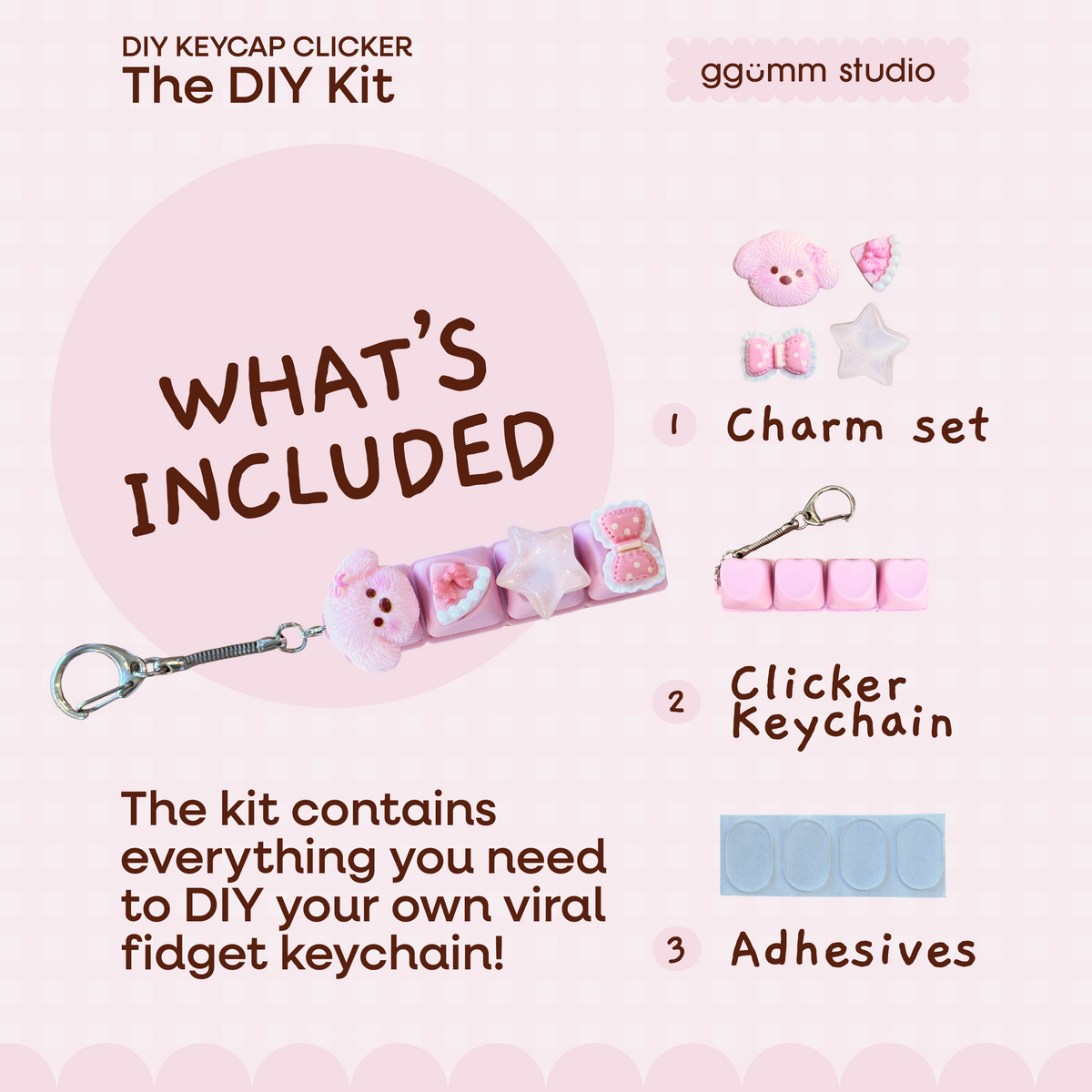 DIY Fidget Keycap Clicker Keychain | Poodle Parlour Charm Set