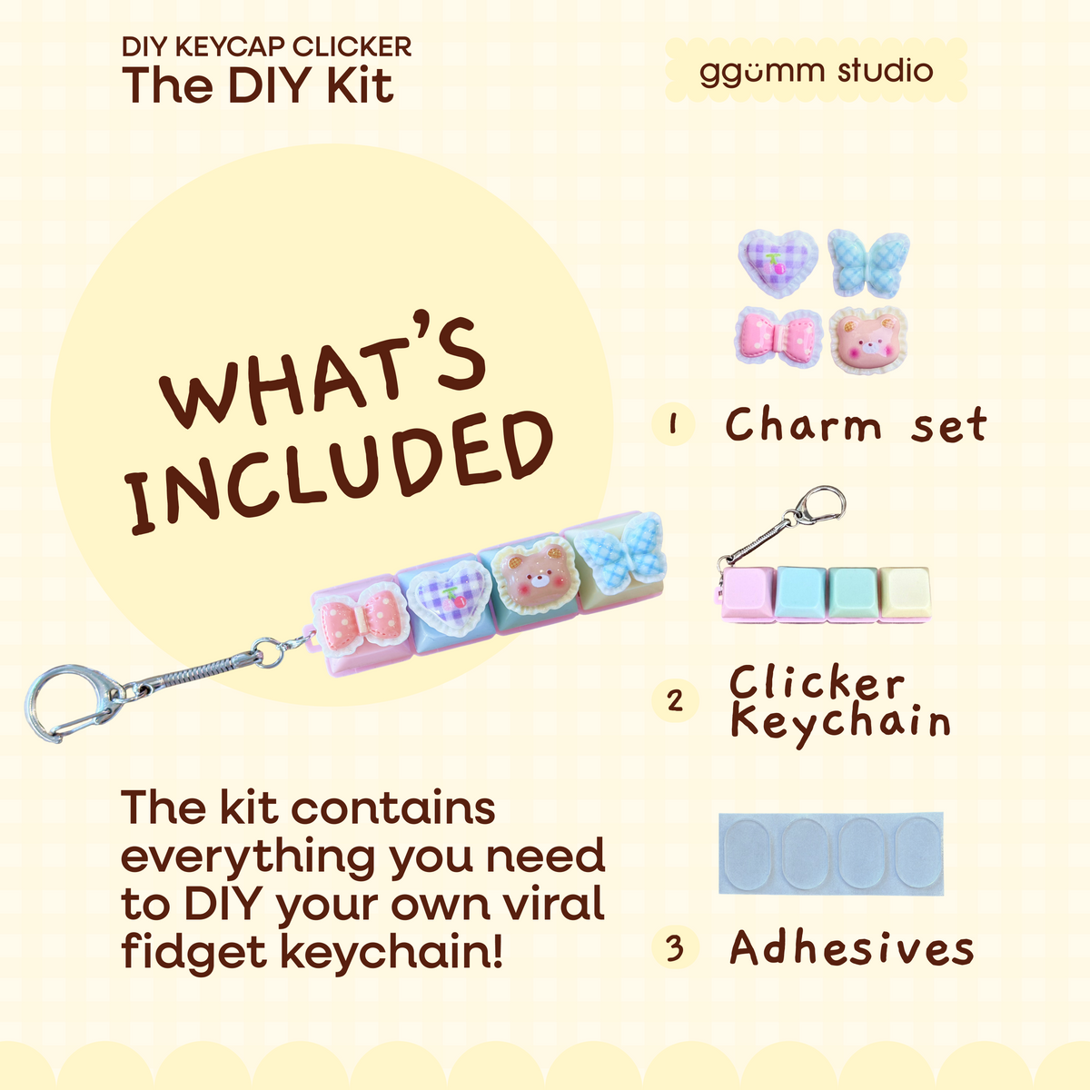 DIY Fidget Keycap Clicker Keychain | Sunday Picnic Charm Set