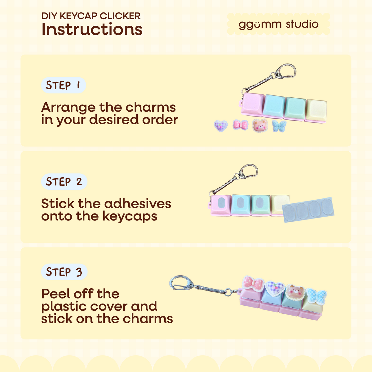 DIY Fidget Keycap Clicker Keychain | Sunday Picnic Charm Set