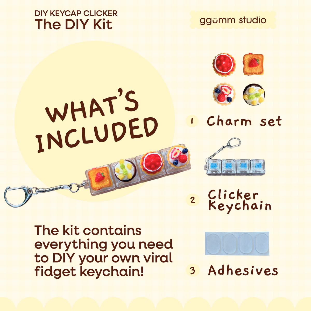 DIY Fidget Keycap Clicker Keychain | Sweet Bakery Charm Set