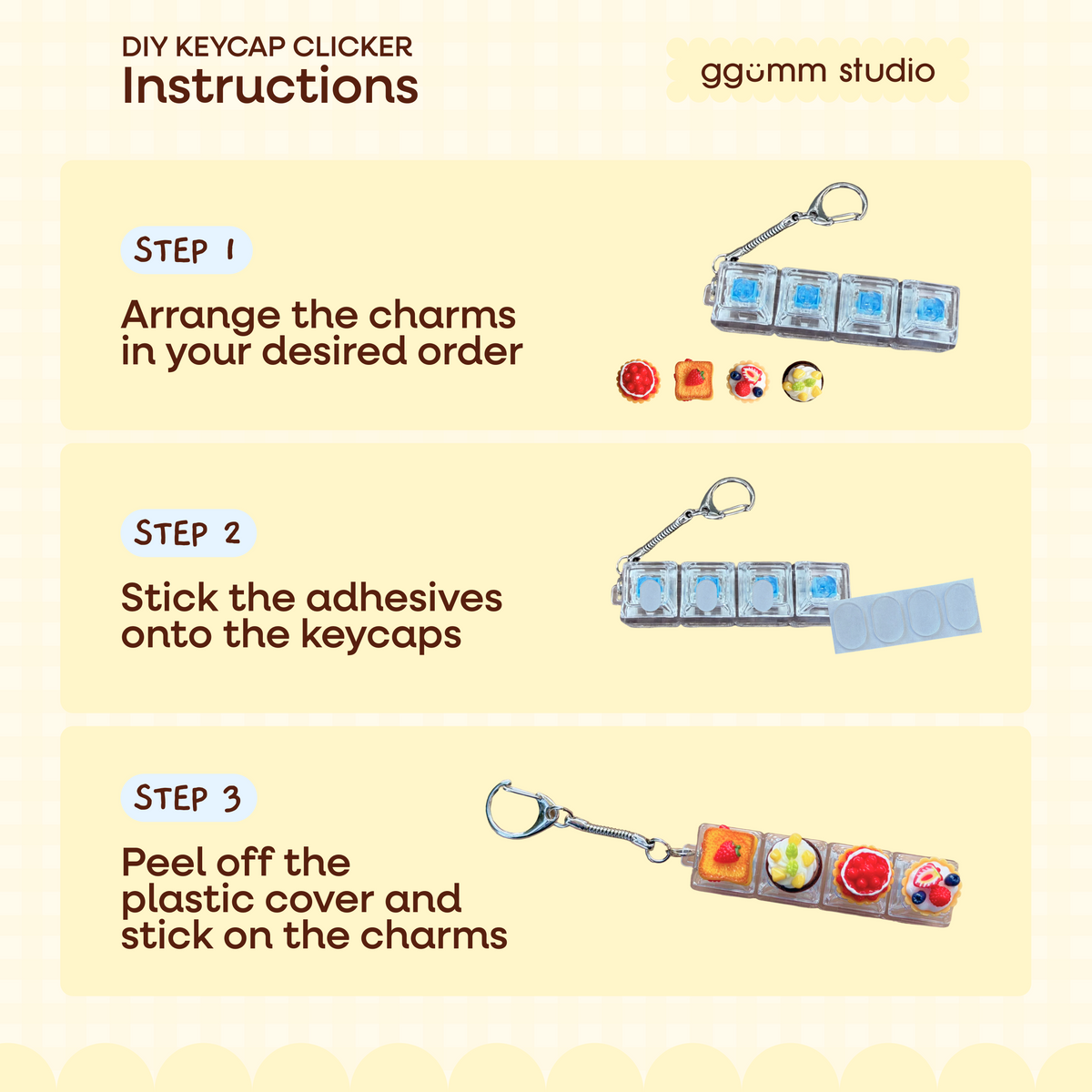 DIY Fidget Keycap Clicker Keychain | Sweet Bakery Charm Set